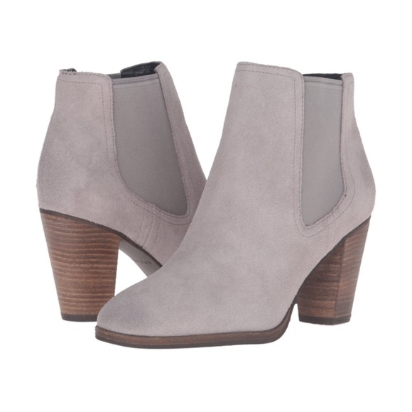 Cole Haan Hayes Gore Suede Grey Heeled Ankle Boots - Picture 2 of 11